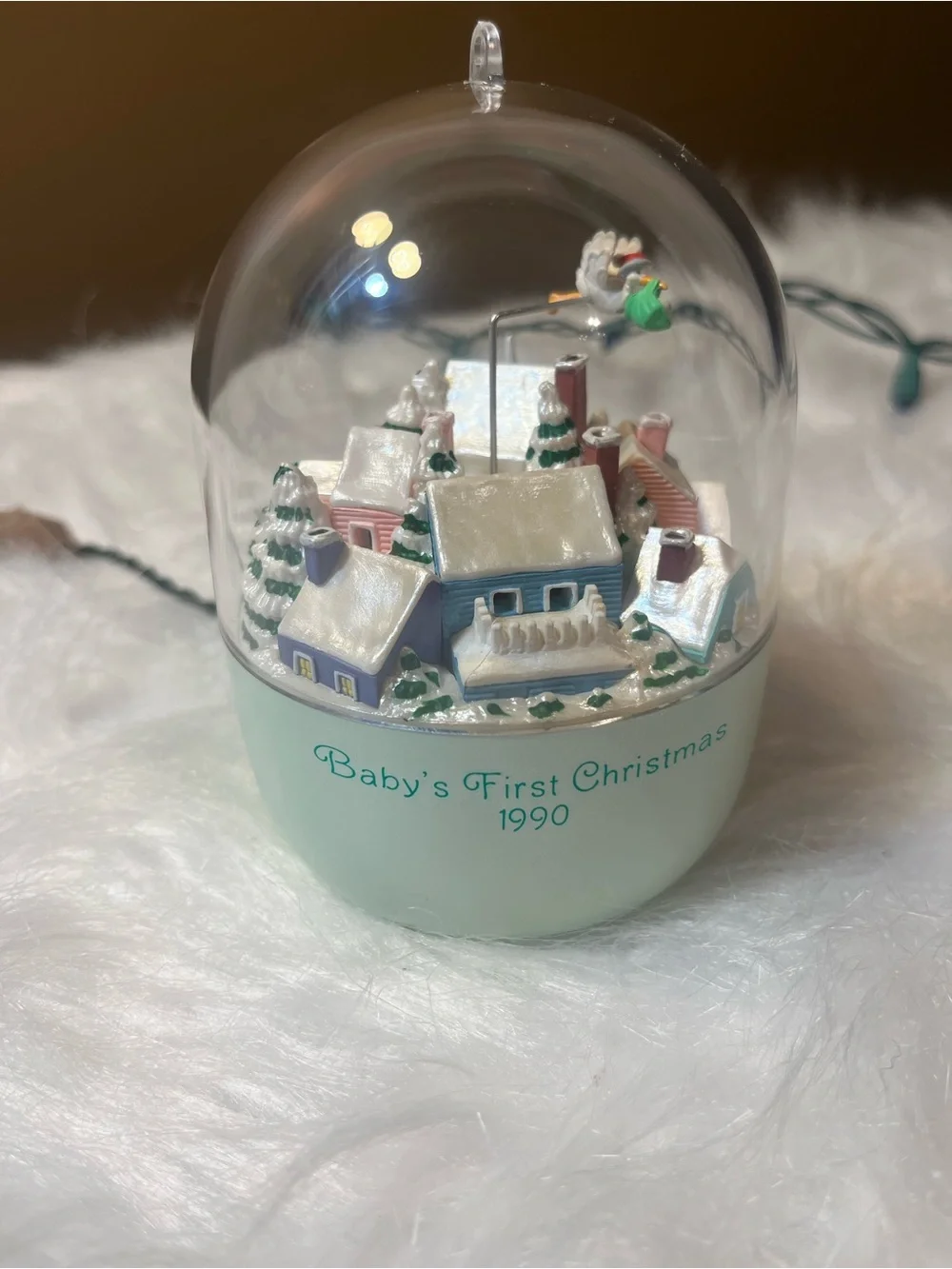 Vtg 1990 Hallmark Baby’s First Christmas Stork Village